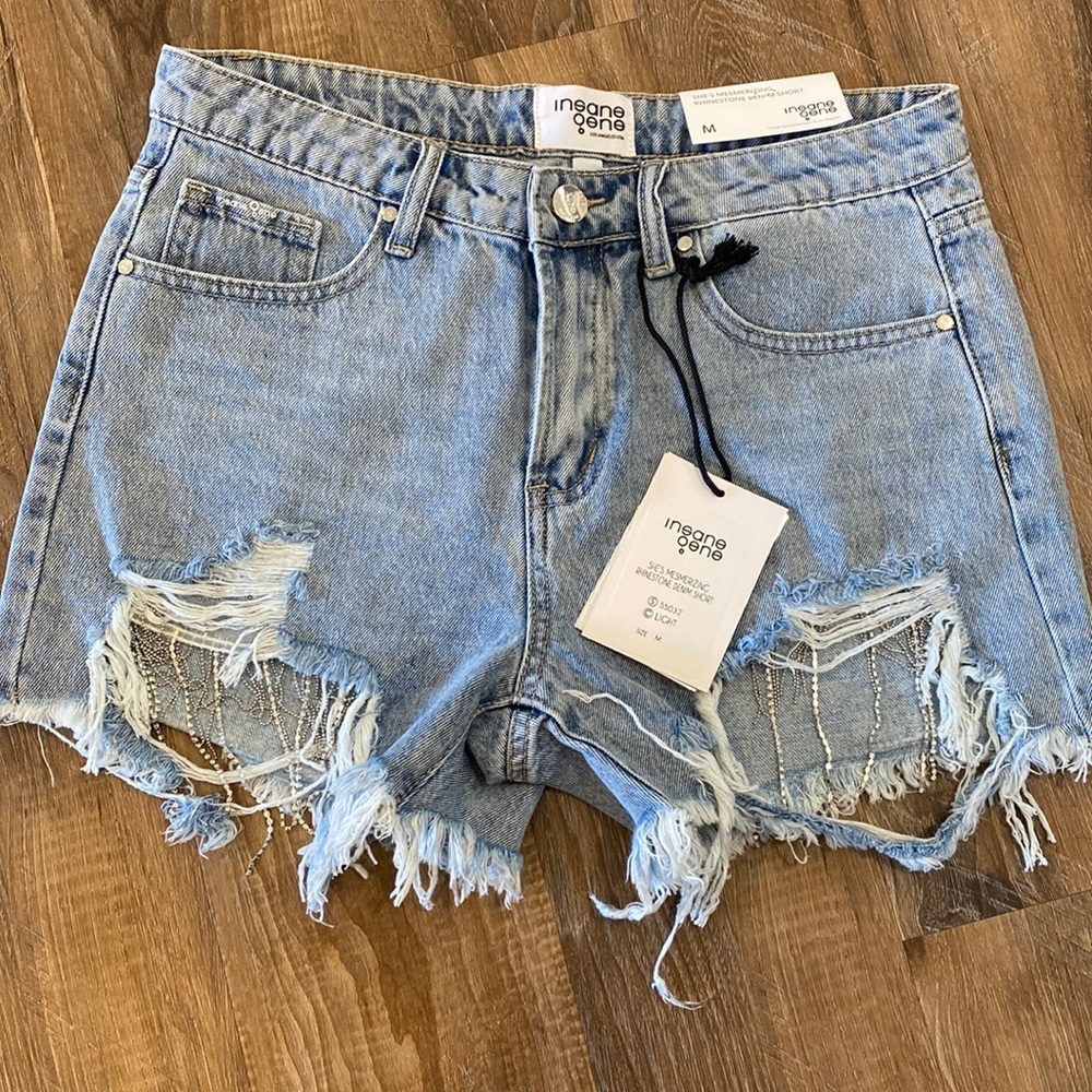 NWT Insane Gene Rhinestone Shorts